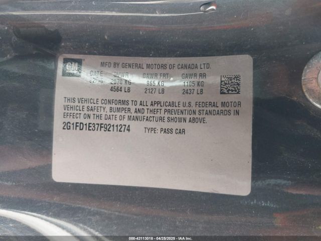 2G1FD1E37F9211274 Chevrolet Camaro 1lt