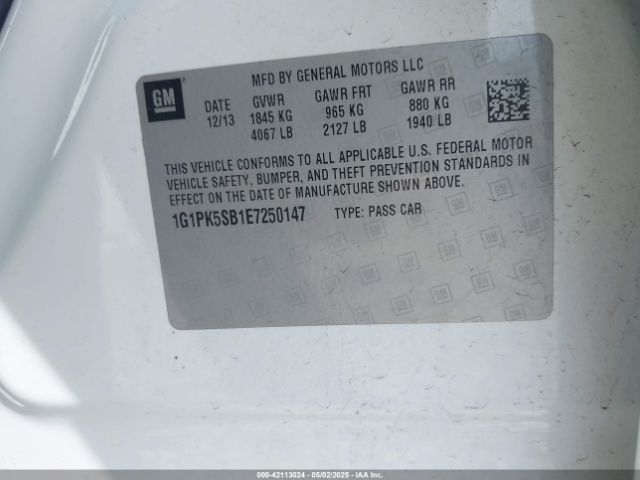1G1PK5SB1E7250147 Chevrolet CRUZE LT