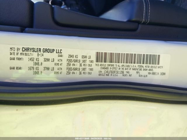 2015 JEEP GRAND CHEROKEE 1C4RJFBG9FC611296 Photo 8