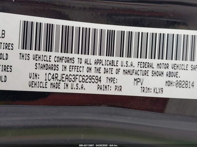 1C4RJEAG3FC629594 Jeep Grand Cherokee Altitude