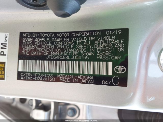 JTDS4RCE4LJ004155 Toyota COROLLA SE