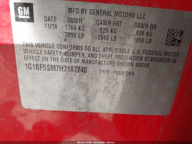 1G1BF5SM7H7187740 Chevrolet Cruze Premier Auto