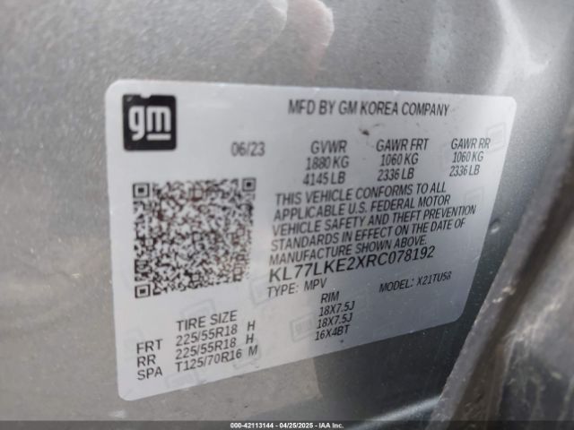 KL77LKE2XRC078192 Chevrolet Trax Fwd Activ