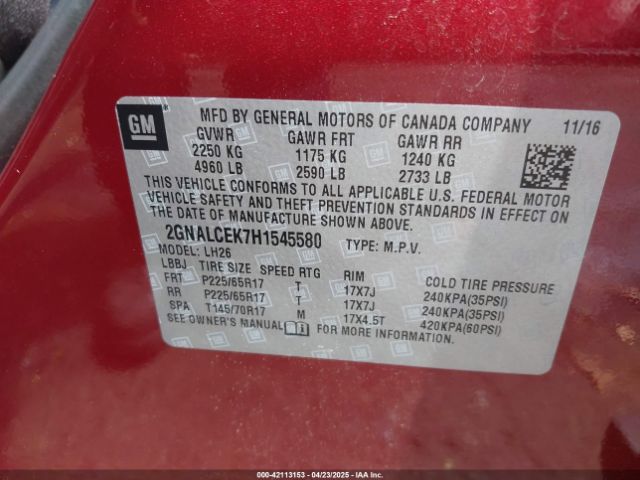 2GNALCEK7H1545580 Chevrolet EQUINOX LT