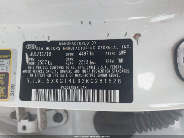 5XXGT4L32KG281528 KIA Optima Lx