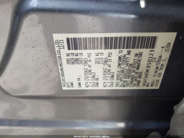 5N1AT3AB5MC850123 Nissan Rogue S Intelligent Awd