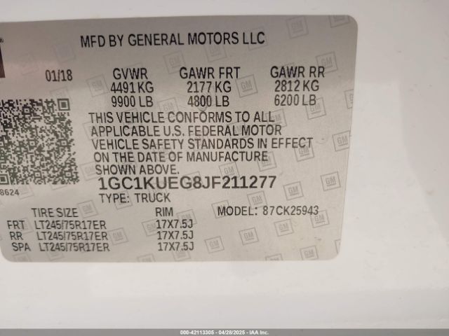 1GC1KUEG8JF211277 Chevrolet Silverado 2500hd Wt