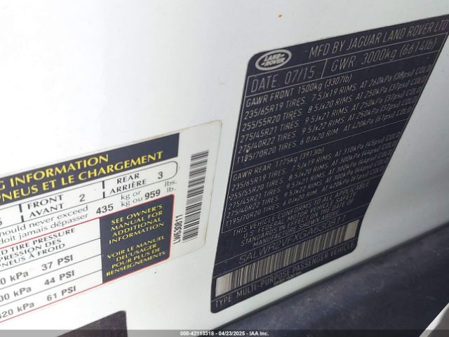 SALWR2VFXGA630811 Land Rover Range Rover Sport 3.0l V6 Supercharged Hse