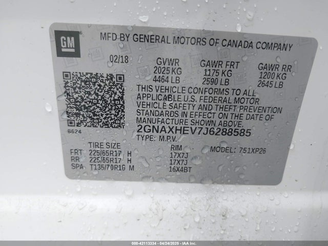 Chevrolet EQUINOX LS 2018 2GNAXHEV7J6288585 Image 9