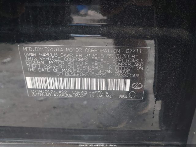 2011 LEXUS LS 460 JTHBL5EF0B5107595 Photo 8