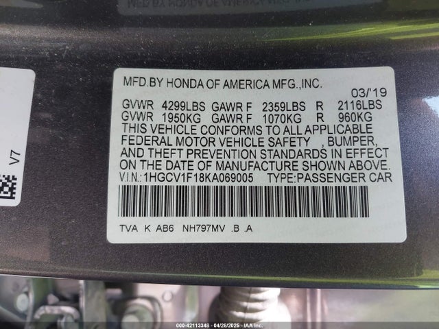 1HGCV1F18KA069005 Honda ACCORD LX