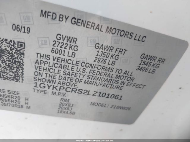 1GYKPCRS2LZ101061 Cadillac Xt6 Fwd Premium Luxury