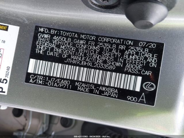 JTHX9JBHXL2033589 Lexus UX 250H