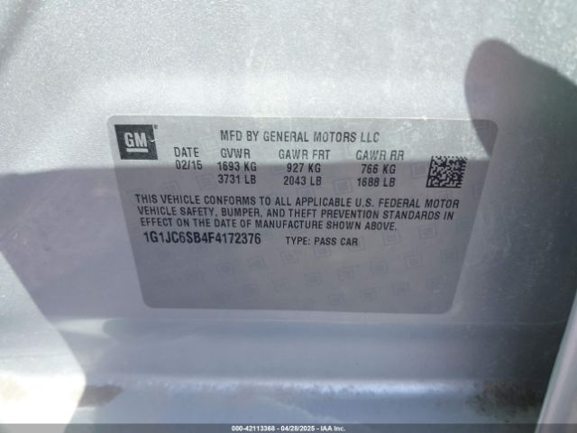 1G1JC6SB4F4172376 Chevrolet Sonic Lt Auto