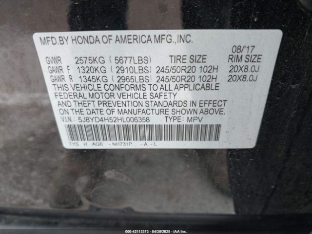 2017 ACURA MDX 5J8YD4H52HL006358 Photo 8