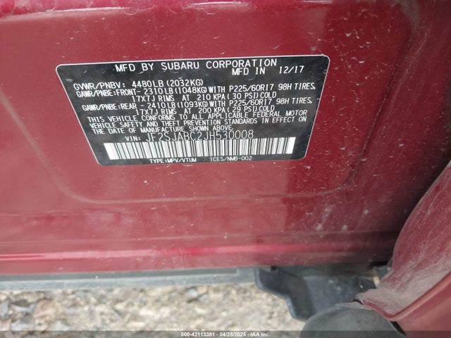 JF2SJABC2JH530008 Subaru naturally aspirated u5