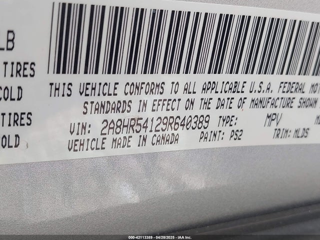 2009 Chrysler Town & Country Touring მანქანა იყიდება აუქციონზე, vin: 2A8HR54129R640389, აუქციონის ნომერი: 42113389