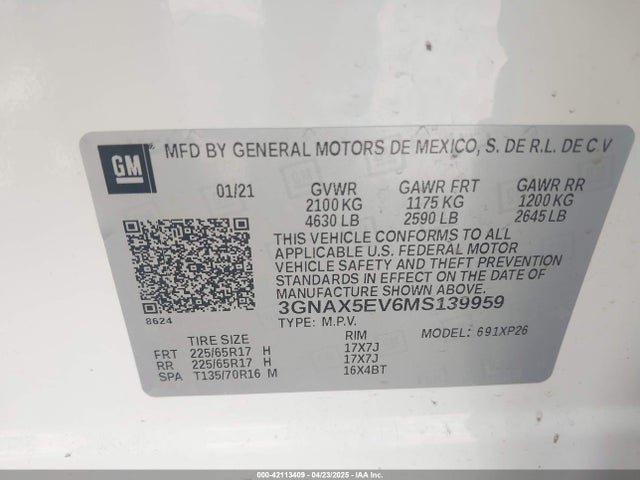Chevrolet Equinox Awd 1fl 2021 3GNAX5EV6MS139959 Image 9