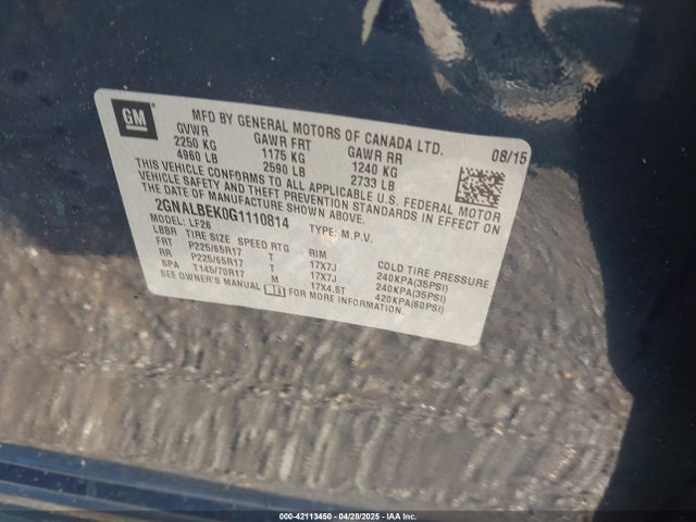 2GNALBEK0G1110814 Chevrolet EQUINOX LS