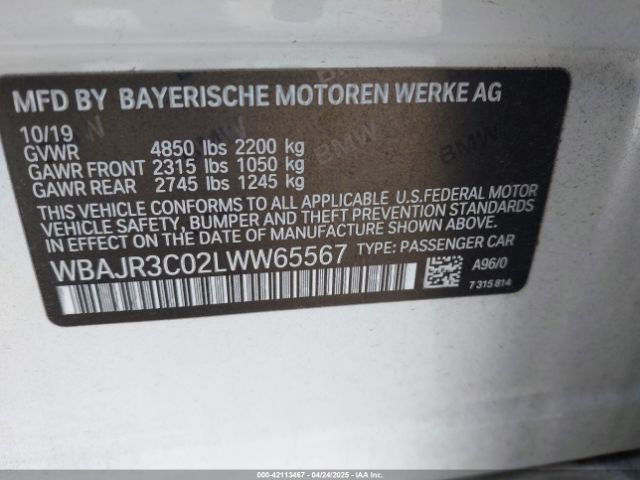 WBAJR3C02LWW65567 BMW 530I
