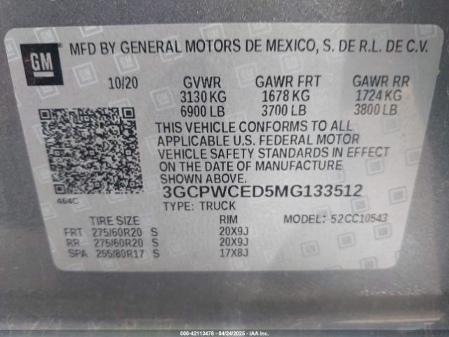 3GCPWCED5MG133512 Chevrolet l84 - di, alum, gen 5, var 2