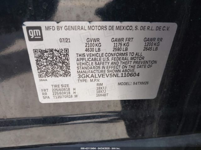 3GKALVEV5NL110604 GMC Terrain Awd Slt