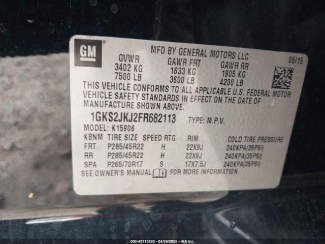 1GKS2JKJ2FR682113 GMC Yukon Xl 1500 Denali