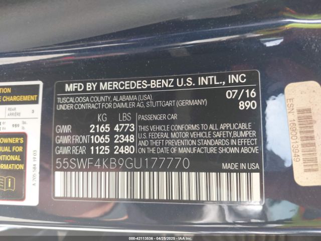 55SWF4KB9GU177770 Mercedes-Benz C 300 4matic/luxury 4matic/sport 4matic