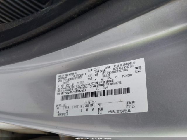 1FT7W2BT7HED12475 Ford F-250 Xlt