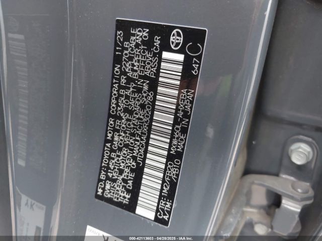 JTDACAAUXR3020786 Toyota Prius Le