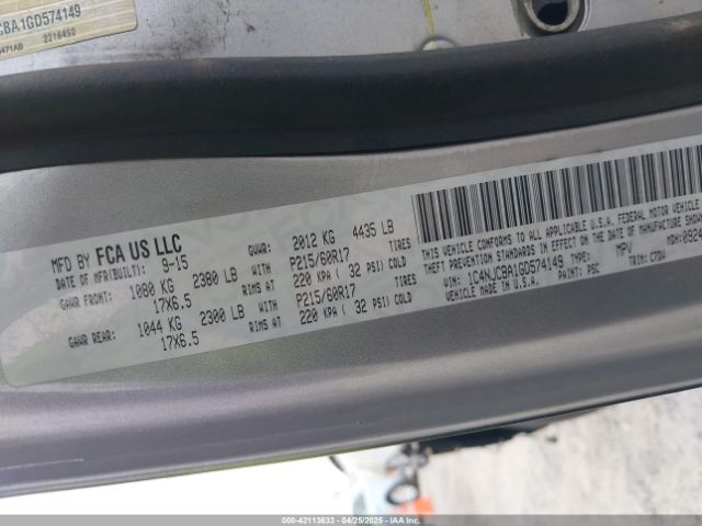 1C4NJCBA1GD574149 Jeep Compass Sport