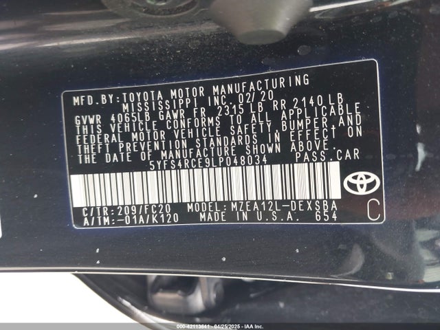Toyota COROLLA SE 2020 5YFS4RCE9LP048034 Image 9