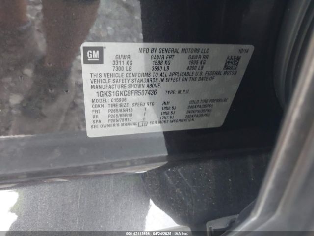 1GKS1GKC8FR507436 GMC Yukon Xl 1500 Sle