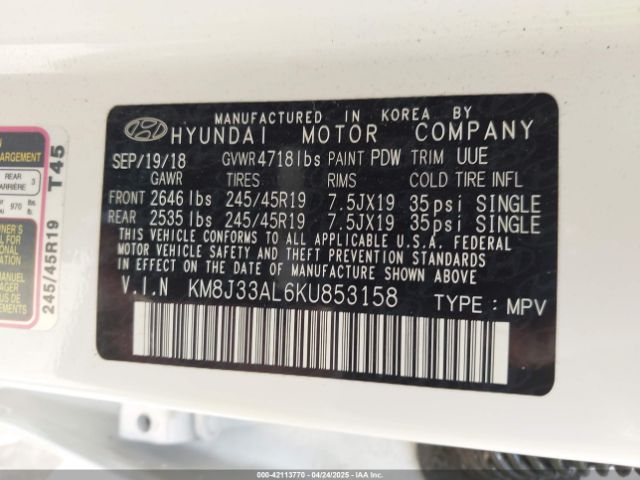 KM8J33AL6KU853158 Hyundai Tucson Sport