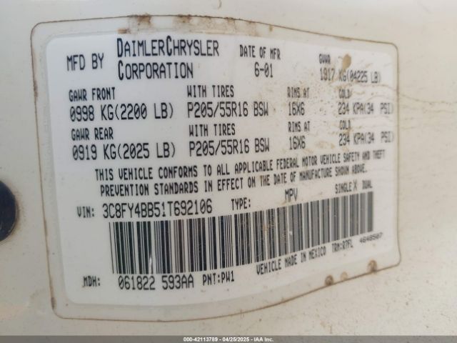 2001 CHRYSLER PT CRUISER 3C8FY4BB51T692106 Photo 8