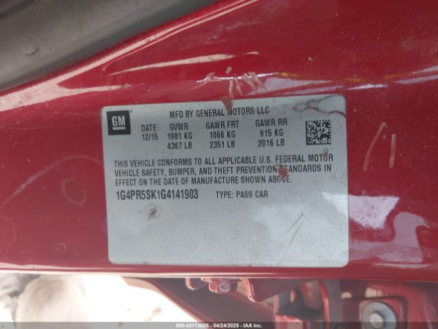 1G4PR5SK1G4141903 Buick Verano Convenience Group