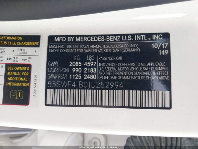 2018 MERCEDES-BENZ C 300 55SWF4JB0JU252994 Photo 8