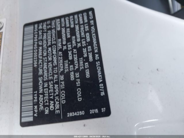 2016 VOLKSWAGEN TOUAREG WVGEP9BP4GD002364 Photo 8