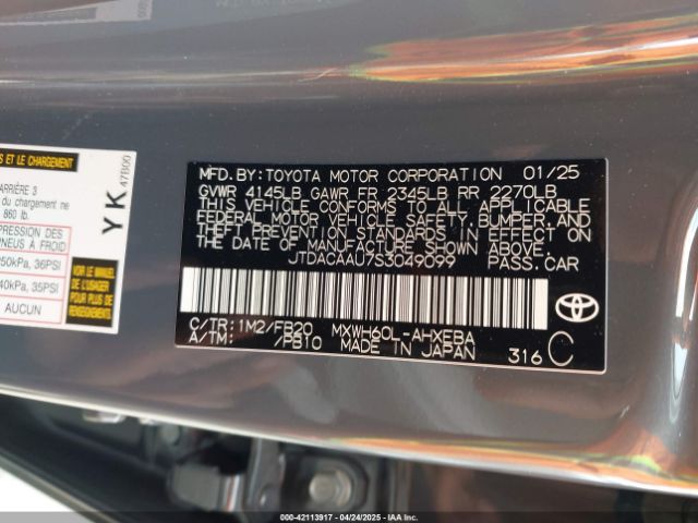 JTDACAAU7S3049099 Toyota Prius Le
