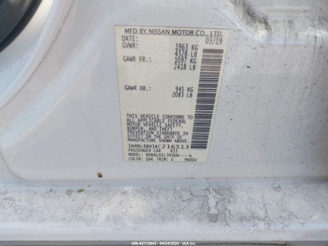 1N4BL4BV1KC216513 Nissan Altima 2.5 S