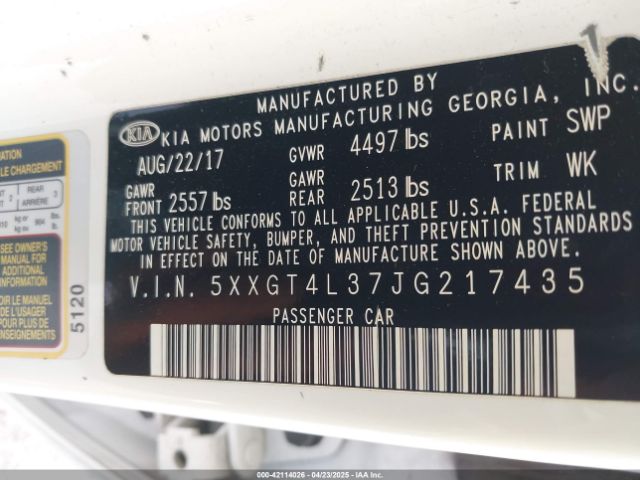 5XXGT4L37JG217435 KIA Optima Lx