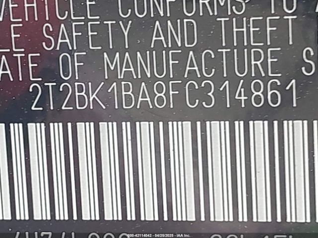 2T2BK1BA8FC314861 Lexus RX 350