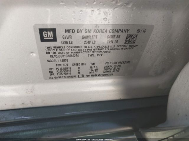 KL4CJBSB1GB659234 Buick Encore Convenience