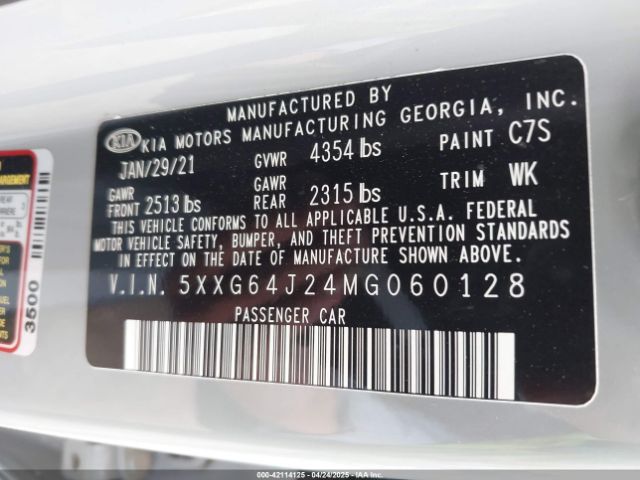 5XXG64J24MG060128 KIA K5 Gt-line