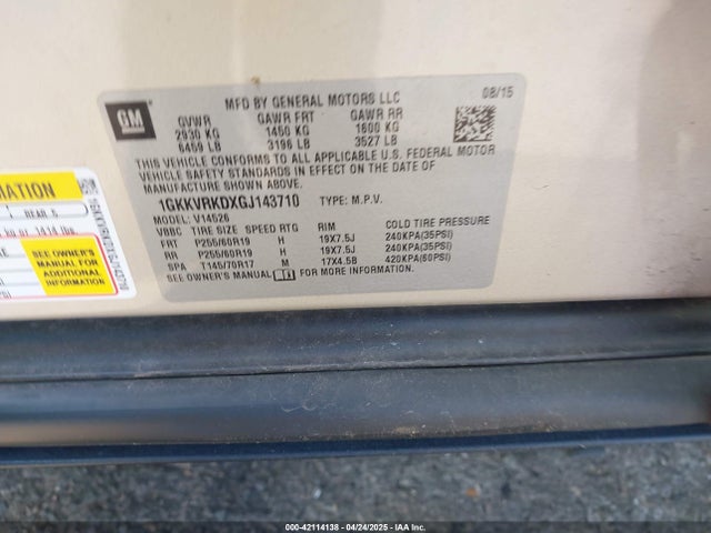 1GKKVRKDXGJ143710 GMC Acadia Slt-1