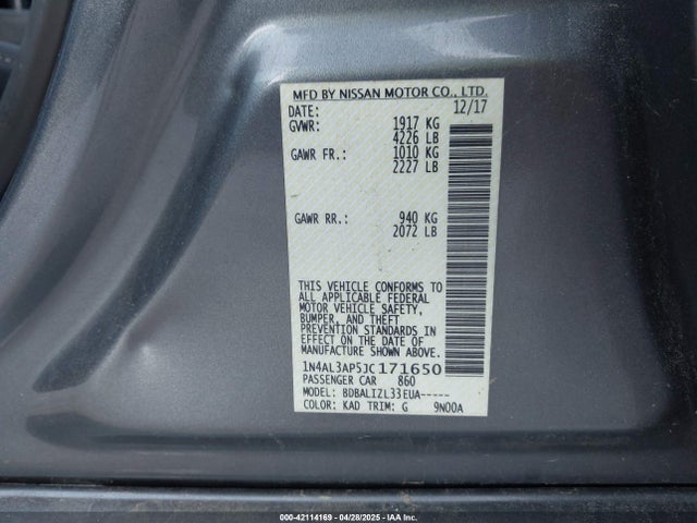 1N4AL3AP5JC171650 Nissan Altima 2.5 Sv