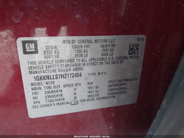 1GKKNLLS7HZ172434 GMC Acadia Sle-2