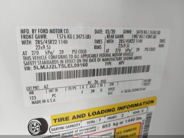 5LMJJ2LT5LEL09160 Lincoln Navigator Reserve