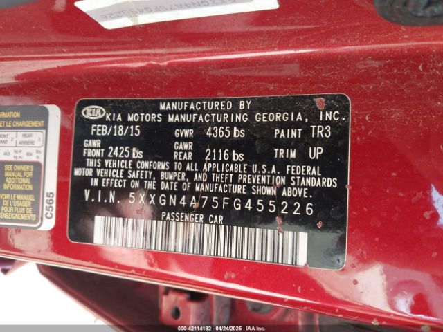5XXGN4A75FG455226 KIA OPTIMA EX