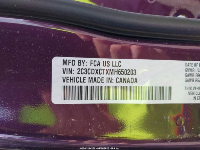 2C3CDXCTXMH650203 Dodge Charger R/t Rwd
